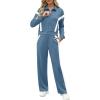 imageXIEERDUO Lounge Sets for Women 2025 Sweatsuit 2 Piece Outfits Sweatshirt Wide Leg Sweatpant Tracksuit Matching SetBluewhite