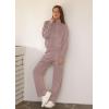 imageXIEERDUO Lounge Sets for Women 2025 Sweatsuit 2 Piece Outfits Sweatshirt Wide Leg Sweatpant Tracksuit Matching SetDark Pink