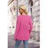 imageXIEERDUO Sweater for Women Long Sleeve Henley Shirts Tunic Tops to Wear with Leggings crew neck Sweaters Trendy 2024Hot Pink