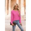 imageXIEERDUO Sweater for Women Long Sleeve Henley Shirts Tunic Tops to Wear with Leggings crew neck Sweaters Trendy 2024Hot Pink