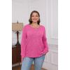 imageXIEERDUO Sweater for Women Long Sleeve Henley Shirts Tunic Tops to Wear with Leggings crew neck Sweaters Trendy 2024Hot Pink