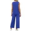 imageXIEERDUO Two Piece Sets for Women Summer Vacation Travel Outfits V Neck Lounge Matching SetsBlue