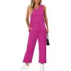 imageXIEERDUO Two Piece Sets for Women Summer Vacation Travel Outfits V Neck Lounge Matching SetsHot Pink