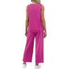 imageXIEERDUO Two Piece Sets for Women Summer Vacation Travel Outfits V Neck Lounge Matching SetsHot Pink