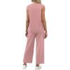 imageXIEERDUO Two Piece Sets for Women Summer Vacation Travel Outfits V Neck Lounge Matching SetsPink