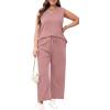 imageXIEERDUO Two Piece Sets for Women Summer Vacation Travel Outfits V Neck Lounge Matching SetsPink