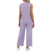 imageXIEERDUO Two Piece Sets for Women Summer Vacation Travel Outfits V Neck Lounge Matching SetsPurple