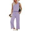 imageXIEERDUO Two Piece Sets for Women Summer Vacation Travel Outfits V Neck Lounge Matching SetsPurple