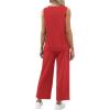 imageXIEERDUO Two Piece Sets for Women Summer Vacation Travel Outfits V Neck Lounge Matching SetsRed