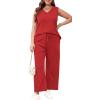 imageXIEERDUO Two Piece Sets for Women Summer Vacation Travel Outfits V Neck Lounge Matching SetsRed