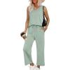 imageXIEERDUO Two Piece Sets for Women Summer Vacation Travel Outfits V Neck Lounge Matching SetsSage Green