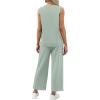 imageXIEERDUO Two Piece Sets for Women Summer Vacation Travel Outfits V Neck Lounge Matching SetsSage Green