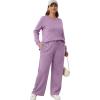 imageXIEERDUO Womens 2 Piece Lounge Sets Side Slit Outfits Wide Leg Tracksuit Comfy Loungewear Fashion Sweatsuit S3XLLight Purple