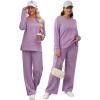 imageXIEERDUO Womens 2 Piece Lounge Sets Side Slit Outfits Wide Leg Tracksuit Comfy Loungewear Fashion Sweatsuit S3XLLight Purple
