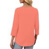 imageXIEERDUO Womens 34 Sleeve Tops 2025 VNeck Summer Outfits Casual Pleated Shirts Blouses Beach Vacation Fall Fashion ClothesAcoral