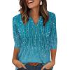 imageXIEERDUO Womens 34 Sleeve Tops 2025 VNeck Summer Outfits Casual Pleated Shirts Blouses Beach Vacation Fall Fashion ClothesFblue Gradient