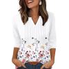 imageXIEERDUO Womens 34 Sleeve Tops 2025 VNeck Summer Outfits Casual Pleated Shirts Blouses Beach Vacation Fall Fashion ClothesFdandelion