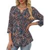 imageXIEERDUO Womens 34 Sleeve Tops 2025 VNeck Summer Outfits Casual Pleated Shirts Blouses Beach Vacation Fall Fashion ClothesFdark Blue Floral