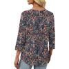 imageXIEERDUO Womens 34 Sleeve Tops 2025 VNeck Summer Outfits Casual Pleated Shirts Blouses Beach Vacation Fall Fashion ClothesFdark Blue Floral