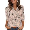 imageXIEERDUO Womens 34 Sleeve Tops 2025 VNeck Summer Outfits Casual Pleated Shirts Blouses Beach Vacation Fall Fashion ClothesFkhaki Ink Floral