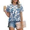 imageXIEERDUO Womens Summer Tops 2025 Pleated Round Neck Short Sleeve Shirts Business CasualZ Floral White
