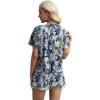 imageXIEERDUO Womens Summer Tops 2025 Pleated Round Neck Short Sleeve Shirts Business CasualZ Multi Blue
