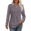 imageXIEERDUO Long Sleeve Shirts for Women Business Casual Tops Trendy Crewneck Fall T Shirts Pleated Loose FitCoffee Grey