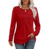 imageXIEERDUO Long Sleeve Shirts for Women Business Casual Tops Trendy Crewneck Fall T Shirts Pleated Loose FitRed