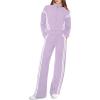 imageXIEERDUO Lounge Sets for Women 2025 Sweatsuit 2 Piece Outfits Sweatshirt Wide Leg Sweatpant Tracksuit Matching SetViolet