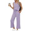 imageXIEERDUO Two Piece Sets for Women Summer Vacation Travel Outfits V Neck Lounge Matching SetsPurple