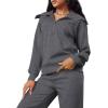 imageXIEERDUO Lounge Sets For Women 2025 Half Zip Sweatshirt And Wide Leg Sweatpant 2 Piece Outfits Sweatsuit Tracksuit04dimgray