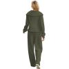 imageXIEERDUO Lounge Sets For Women 2025 Half Zip Sweatshirt And Wide Leg Sweatpant 2 Piece Outfits Sweatsuit Tracksuit07dark Green