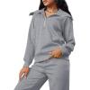 imageXIEERDUO Lounge Sets For Women 2025 Half Zip Sweatshirt And Wide Leg Sweatpant 2 Piece Outfits Sweatsuit Tracksuit08dark Grey