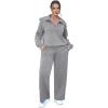 imageXIEERDUO Lounge Sets For Women 2025 Half Zip Sweatshirt And Wide Leg Sweatpant 2 Piece Outfits Sweatsuit Tracksuit08dark Grey
