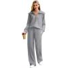 imageXIEERDUO Lounge Sets For Women 2025 Half Zip Sweatshirt And Wide Leg Sweatpant 2 Piece Outfits Sweatsuit Tracksuit08dark Grey
