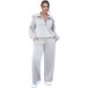 imageXIEERDUO Lounge Sets For Women 2025 Half Zip Sweatshirt And Wide Leg Sweatpant 2 Piece Outfits Sweatsuit Tracksuit11grey