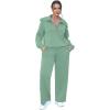 imageXIEERDUO Lounge Sets For Women 2025 Half Zip Sweatshirt And Wide Leg Sweatpant 2 Piece Outfits Sweatsuit Tracksuit23light Green