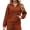 imageXIEERDUO Lounge Sets For Women 2025 Half Zip Sweatshirt And Wide Leg Sweatpant 2 Piece Outfits Sweatsuit TracksuitKangaroobrown