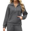 imageXIEERDUO Lounge Sets For Women 2025 Half Zip Sweatshirt And Wide Leg Sweatpant 2 Piece Outfits Sweatsuit TracksuitKangaroodimgray