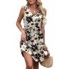 imageXIEERDUO Summer Dresses for Women 2025 Casual Classy Dress V Neck Swimsuit Coverups Fashion ClothingBeige Floral