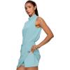 imageXIEERDUO Two Piece Skirt Sets for Women Summer Beach Vacation Outfits Mock Neck Tops Tennis Skirt Lounge Matching SetsAqua Blue