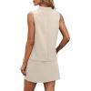 imageXIEERDUO Two Piece Skirt Sets for Women Summer Beach Vacation Outfits Mock Neck Tops Tennis Skirt Lounge Matching SetsBeige