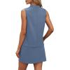 imageXIEERDUO Two Piece Skirt Sets for Women Summer Beach Vacation Outfits Mock Neck Tops Tennis Skirt Lounge Matching SetsBlue Grey