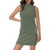 imageXIEERDUO Two Piece Skirt Sets for Women Summer Beach Vacation Outfits Mock Neck Tops Tennis Skirt Lounge Matching SetsGreen