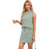 imageXIEERDUO Two Piece Skirt Sets for Women Summer Beach Vacation Outfits Mock Neck Tops Tennis Skirt Lounge Matching SetsMint Green