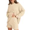 imageXIEERDUO Womens Sweater Sets 2 Piece Outfits Shorts Athleisure Lounge Wear Fall Fashion 2024Uapricot