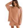 imageXIEERDUO Womens Sweater Sets 2 Piece Outfits Shorts Athleisure Lounge Wear Fall Fashion 2024Wkhakipink