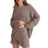imageXIEERDUO Womens Sweater Sets 2 Piece Outfits Shorts Athleisure Lounge Wear Fall Fashion 2024Xcoffeegrey
