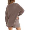imageXIEERDUO Womens Sweater Sets 2 Piece Outfits Shorts Athleisure Lounge Wear Fall Fashion 2024Xcoffeegrey