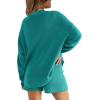 imageXIEERDUO Womens Sweater Sets 2 Piece Outfits Shorts Athleisure Lounge Wear Fall Fashion 2024Ybluegreen